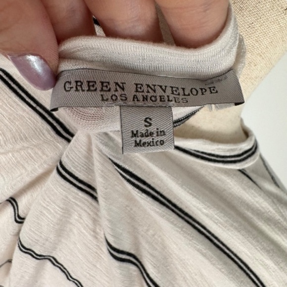 Green Envelope Long Sleeve Striped Front Tie Shirt - Picture 4 of 4